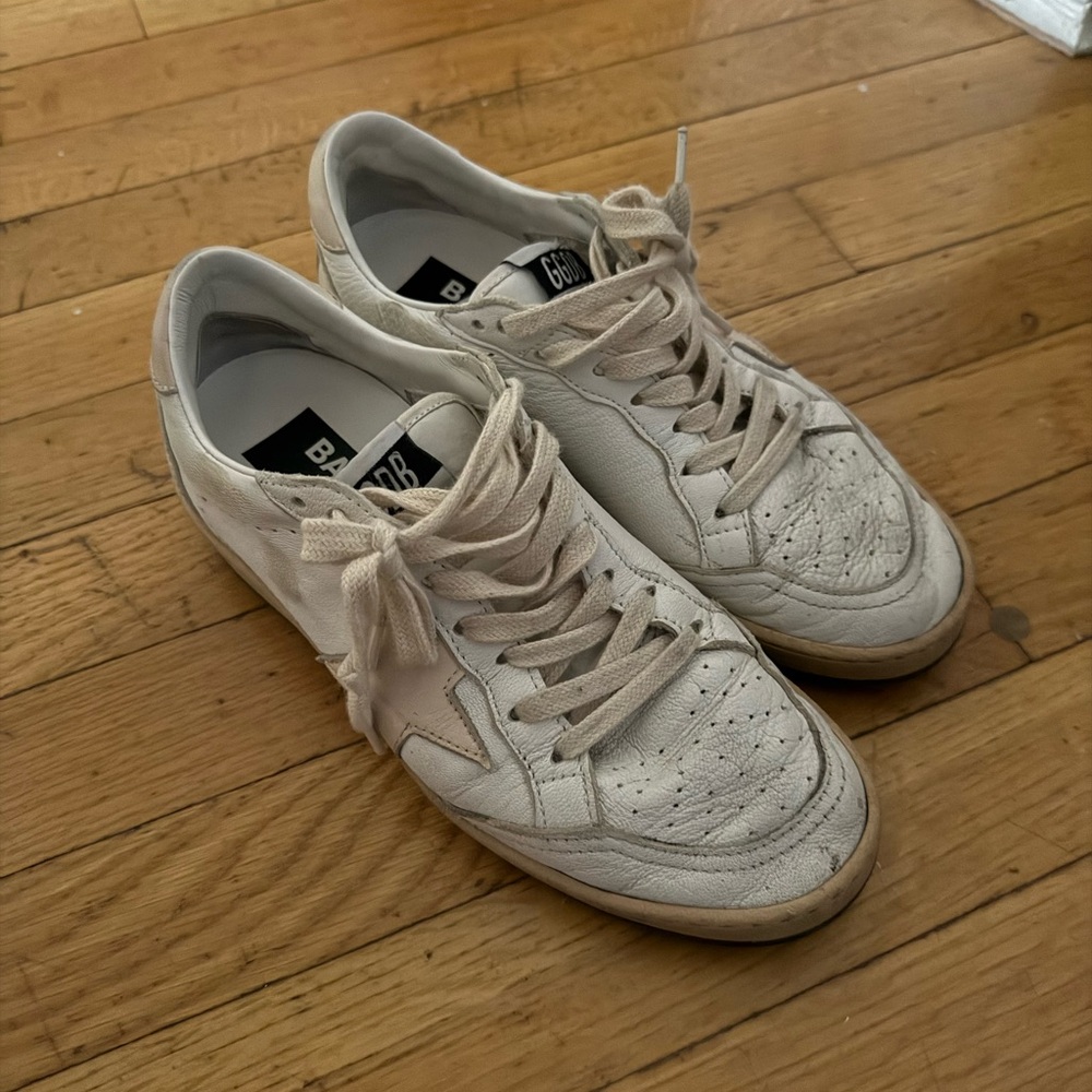 Golden Goose Classic White Lace-Up Sneakers